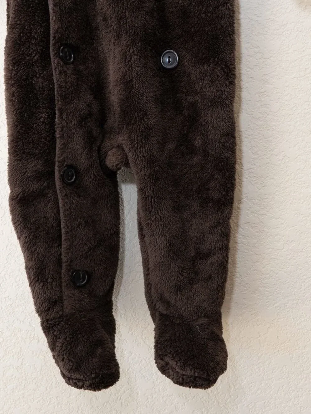 Baby Gap Bunting 6-12 Months Brown Bear Fleece Hooded Footed One Piece Suit